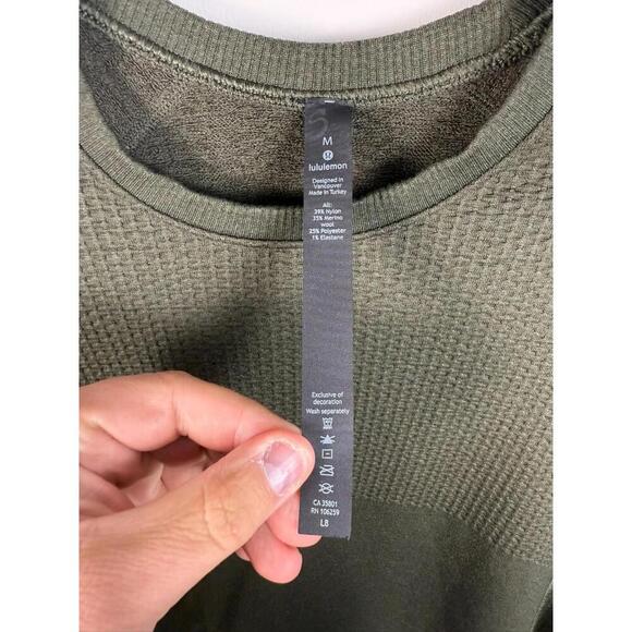 Lululemon Engineered Warmth Merino Wool Blend Lined Crewneck Medium Green - Picture 2 of 5